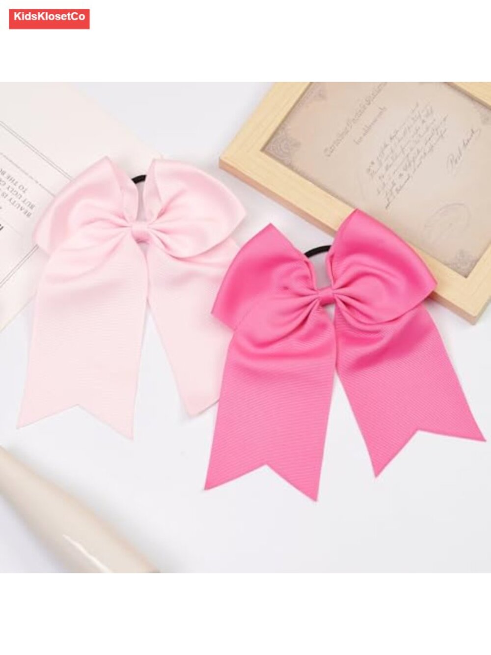 20 Pack 8" Large Cheer Bows Elastic Ponytail Holders Grosgrain Ribbon - Picture 3 of 5